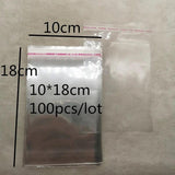 100pcs 10x18cm Resealable Poly Bag Transparent Opp Bag Plastic Bags