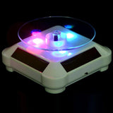 Solar Powered Rotating Display Stand Turntable with LED Light for Jewelry Watch
