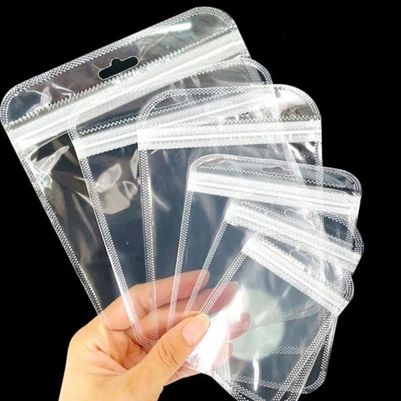 50pcs Thicken Clear Zip Lock Pouches DIY Jewelry Retail Package Bags