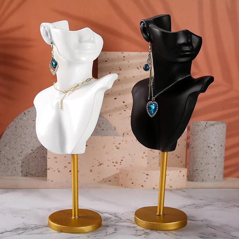 Resin/Metal Earrings Necklace Jewelry Display Mannequin Stand Holder