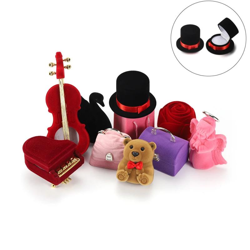 35 Shapes Velvet Ring Box Wedding Jewelry Display Holder