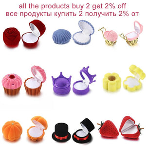 35 Shapes Velvet Ring Box Wedding Jewelry Display Holder