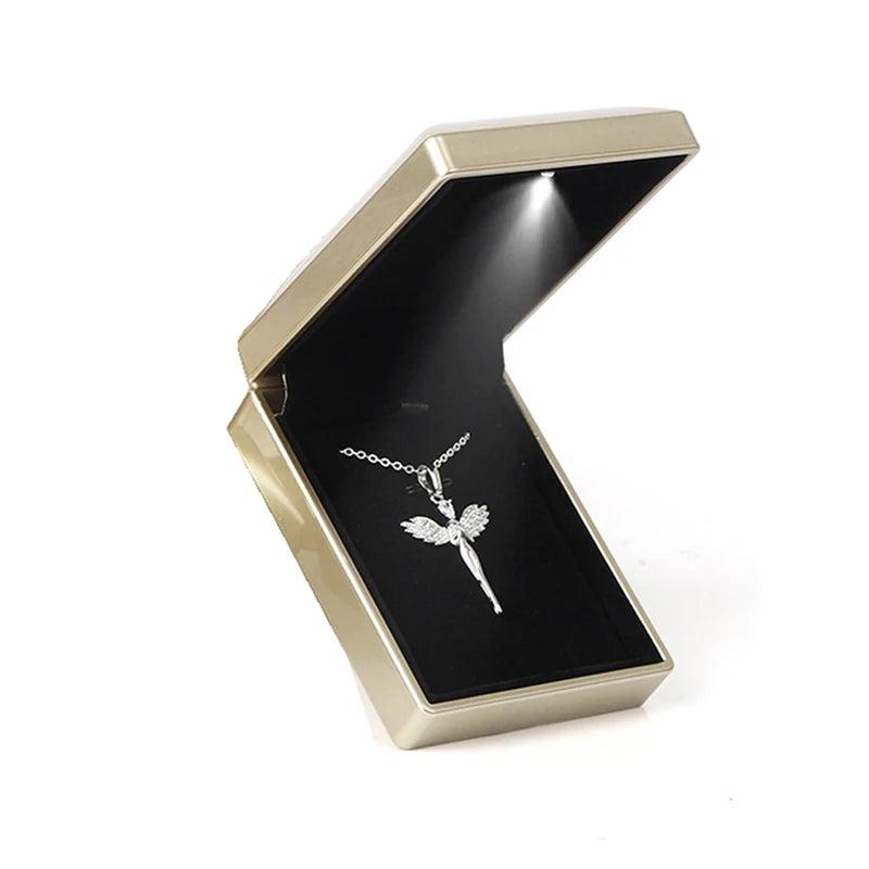 LED Light Pendant Box Necklace Display Case for Jewelry