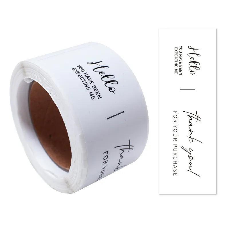 100pcs/roll Happy To See You Too Stickers 3x9cm Thank you Seal Stickers