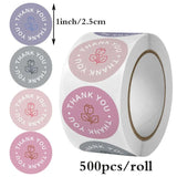 500pcs/roll Thank You Sticker 1 Inch Rose Pattern Adhesive Sticker Label