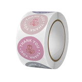 500pcs/roll Thank You Sticker 1 Inch Rose Pattern Adhesive Sticker Label