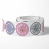 500pcs/roll Thank You Sticker 1 Inch Rose Pattern Adhesive Sticker Label