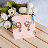 50pcs/Lot Orange Women Pattern Earrings Display Cards Stud Holders Label