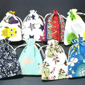 10 Burlap Gift Bags 10x14cm Linen Cotton Pouch Drawstring Wedding