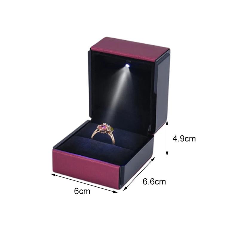 LED Lighted Jewelry Box for Rings, Wedding Engagement Gift Box