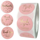 500 Pink Thank You Sticker 1 Inch Round Envelope Seal Scrapbook Label