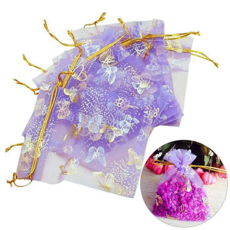 25Pcs Organza Gift Bags Drawstring Pouches Wedding Candy 10X12cm