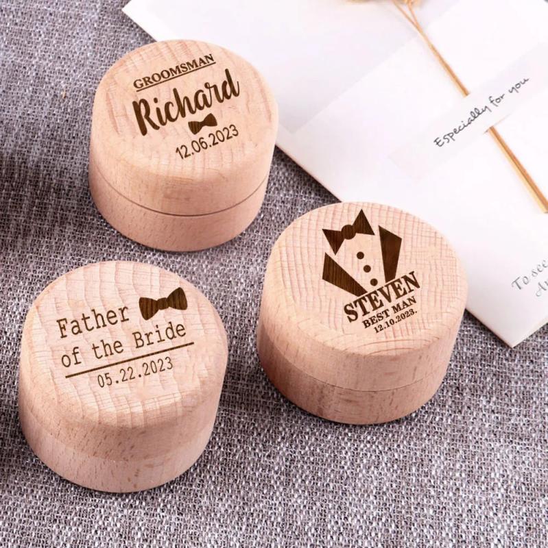 Personalized Cufflinks Box Wedding Favor Engraved Man Groom Gift