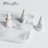 Ceramic Conical Ring Holder Stand Marble Decor
