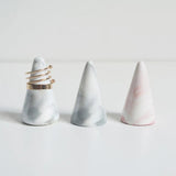 Ceramic Conical Ring Holder Stand Marble Decor