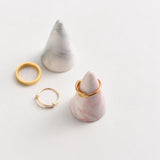 Ceramic Conical Ring Holder Stand Marble Decor