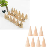 Wooden Cone Ring Display Holder Stand Jewelry Organizer Craft Cones Finger Tower