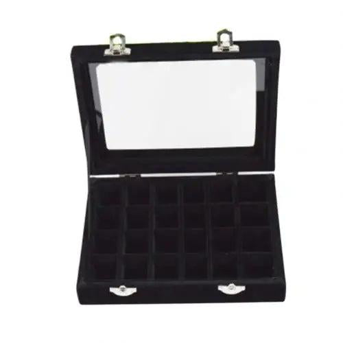 Wooden Wedding Ring Box 24 Slots with Transparent Cover