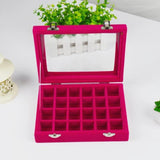 Wooden Wedding Ring Box 24 Slots with Transparent Cover