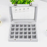 Wooden Wedding Ring Box 24 Slots with Transparent Cover