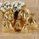 50pcs Adjustable Silver/Gold Drawstring Pouche Jewelry Packing Fabric Bag