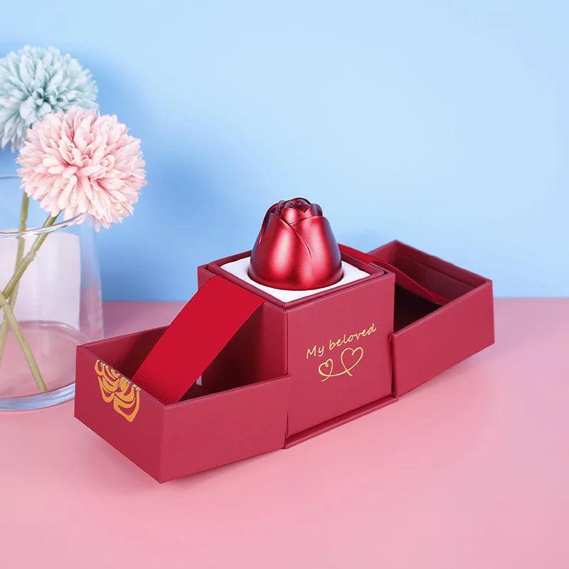 Rose Jewelry Box for Necklaces Rings Creative Jewelry Rose Lifting Container