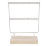 24 Holes Jewelry Organizer Wood Base Metal Showcase