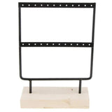 24 Holes Jewelry Organizer Wood Base Metal Showcase