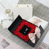 Eternal Life Rose Box Magnetic Square Double Door Bowknot Packaging Case