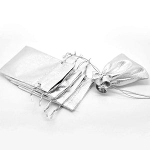 50pcs 7x9 9x12cm Silver Fabric Drawstring Gift Bags Wedding Storage Pouches