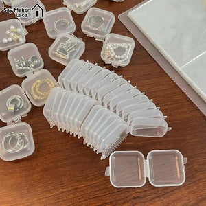 10PCS Mini Storage Box Square Plastic Earrings Jewelry Organizer