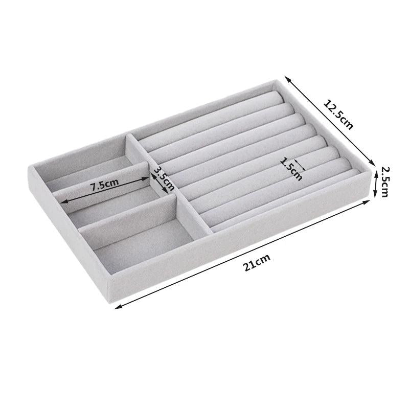 Soft Velvet Stackable Jewelry Tray Case Jewelry Display Storage Box Portable