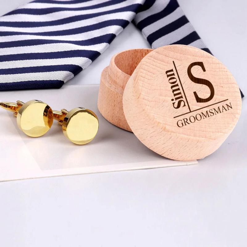 Personalized Wood Cufflinks Box Wedding Party Favor