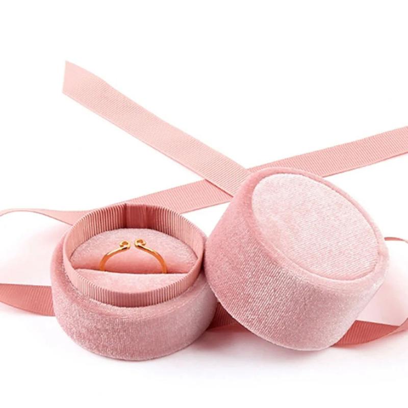Velvet Bowknot Jewelry Box Wedding Engagement Ring Earrings Necklace Bracelet