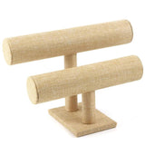 T-Shape Beige Jewelry Display Stand Bracelet Watch Organizer