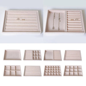 Velvet Jewelry Display Storage Tray Rings Bead Container Showcase Organizer