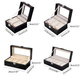 Faux Leather Watch Case Glass Top Jewelry Organizer 4 Slot