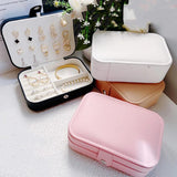 Double-layer Travel Jewelry Box PU Leather Organizer Storage Case