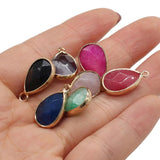 4pcs Natural Stone Charms Amethyst Agate Pendant Jewelry DIY Drop 11x20mm