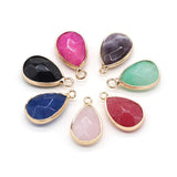 4pcs Natural Stone Charms Amethyst Agate Pendant Jewelry DIY Drop 11x20mm