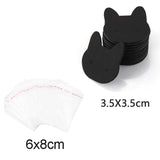 50pcs Cat Paper Card Adhesive Plastic Bag Jewelry Display Cardboards Tags