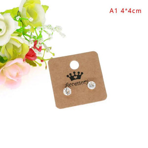 100pcs White/Kraft Square Earrings Card 4*4cm Ear Studs Display Cards