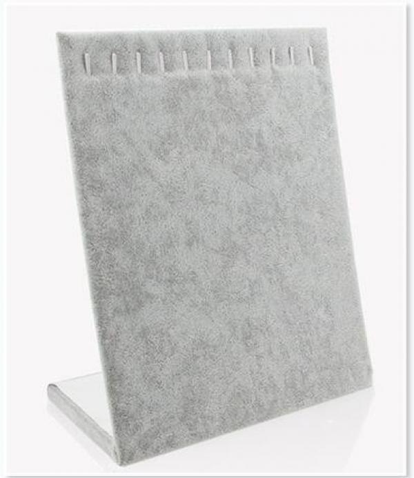 Grey Velvet 10 Hook Necklace Organizer Tray Display Case