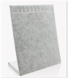 Grey Velvet 10 Hook Necklace Organizer Tray Display Case