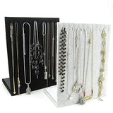 Grey Velvet 10 Hook Necklace Organizer Tray Display Case