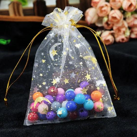 50pcs Colorful Drawstring Organza Bags Jewelry Candy Snacks Storage Pouches