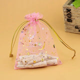 50pcs Colorful Drawstring Organza Bags Jewelry Candy Snacks Storage Pouches