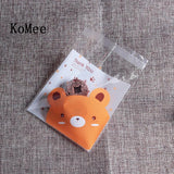 100pcs 7x7+3cm Plastic Transparent Self Adhesive Pouch Bags