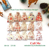 5Pcs/Lot Jute Bag 10X14 13X18 Santa Gift Packing Linen Cotton Pouch