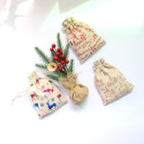 5Pcs/Lot Jute Bag 10X14 13X18 Santa Gift Packing Linen Cotton Pouch